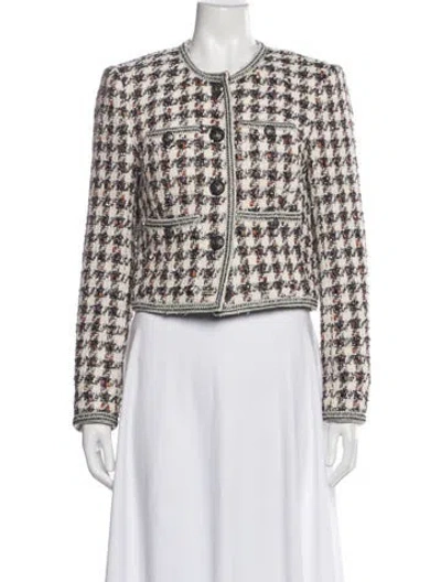 Pre-owned Veronica Beard Tweed Tweed Pattern Evening Jacket In White