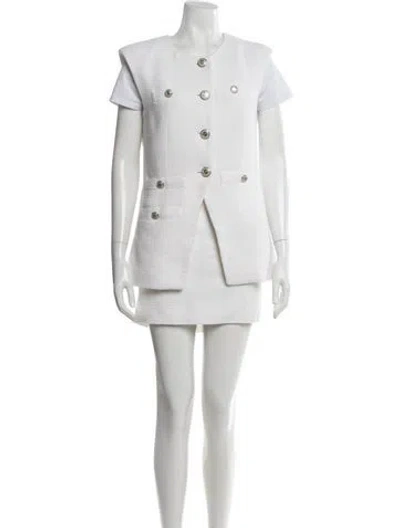 Pre-owned Veronica Beard Tweed Tweed Pattern Skirt Set In White