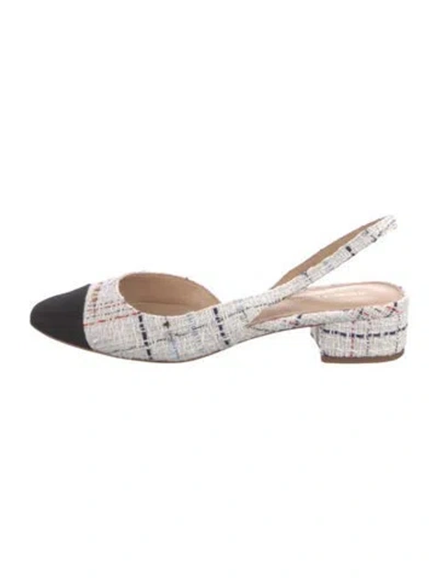 Pre-owned Veronica Beard Tweed Tweed Pattern Slingback Flats W/ Tags In Multi