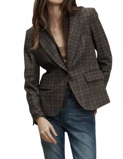 Veronica Beard Tyra Plaid Dickey Jacket In Charcoal Multi In Brown