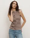 Veronica Beard Uma Stripe Rib-knit Vest In Brown