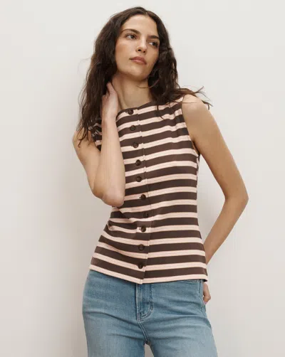 Veronica Beard Uma Ribbed Vest In Brown