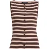 Veronica Beard Uma Stripe Rib-knit Vest In Brown