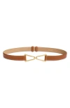 Veronica Beard V Leather Belt In Brown