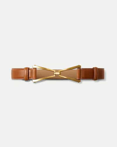 Veronica Beard V Leather Belt In Brown