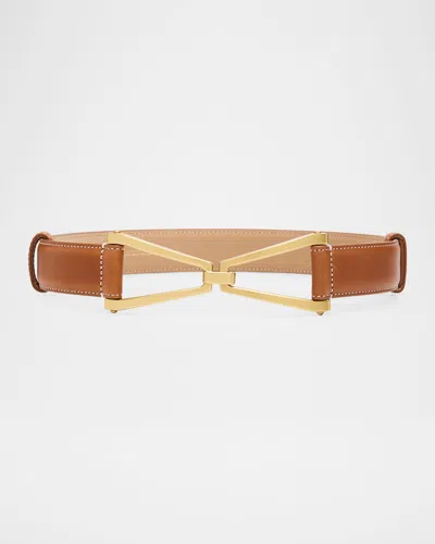 Veronica Beard V Leather Belt In Brown