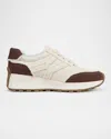 Veronica Beard Valentina Bicolor Frayed Retro Sneakers In Chocolate