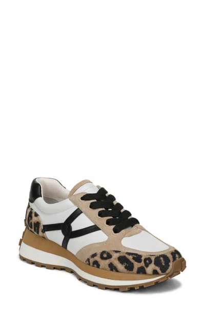 Veronica Beard Valentina Leopard Contrast Sneaker In White