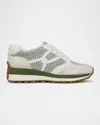 Veronica Beard Valentina Mesh Net Retro Sneakers In Lemongrass/lily