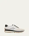 Veronica Beard Valentina Mixed Leather Retro Sneakers In Black/white