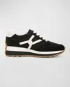 Veronica Beard Valentina Mixed Leather Retro Sneakers In Black/white