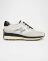 Veronica Beard Valentina Mixed Leather Retro Sneakers In White/silver/black