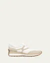 Veronica Beard Valentina Mixed Leather Retro Sneakers In Coconut/ecru