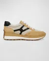 Veronica Beard Valentina Mixed Leather Retro Sneakers In Ecru/desert