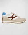 Veronica Beard Valentina Mixed Leather Retro Sneakers In White/ Red/ Blue