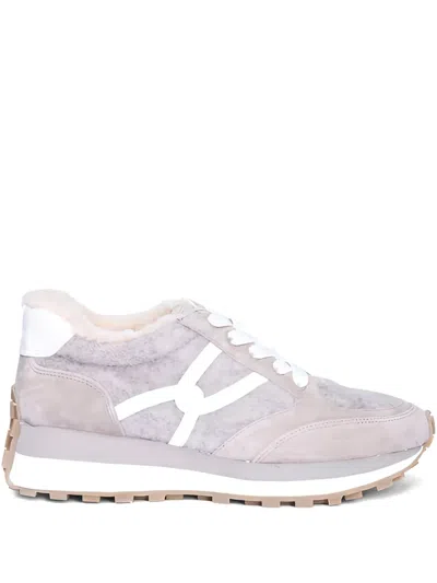 Veronica Beard Valentina Shearling Sneakers In Gray