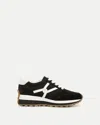 Veronica Beard Valentina Mixed Leather Retro Sneakers In Black/white