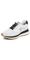 Veronica Beard Valentina Mixed Leather Retro Sneakers In Black/white