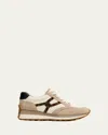 Veronica Beard Valentina Suede Shearling Retro Sneakers In Cobblestone