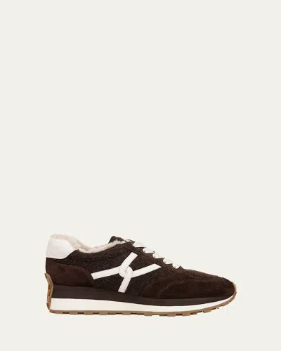 VERONICA BEARD VALENTINA SUEDE SHEARLING RETRO SNEAKERS