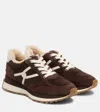 Veronica Beard Valentina Mixed Leather Retro Sneakers In Brown