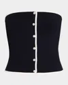 Veronica Beard Valley Button-front Tube Top In Navy