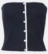 Veronica Beard Valley Cotton-blend Tube Top In Blue