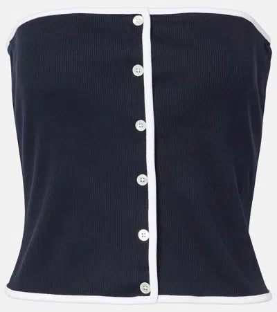 Veronica Beard Valley Cotton-blend Tube Top In Blue