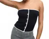 Veronica Beard Valley Knit Strapless Top In Navy In Black