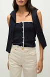 Veronica Beard Valley Button-front Tube Top In Navy