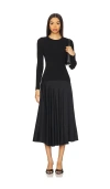 Veronica Beard Vaughn Long-sleeve Drop-waist Dress In 黑色