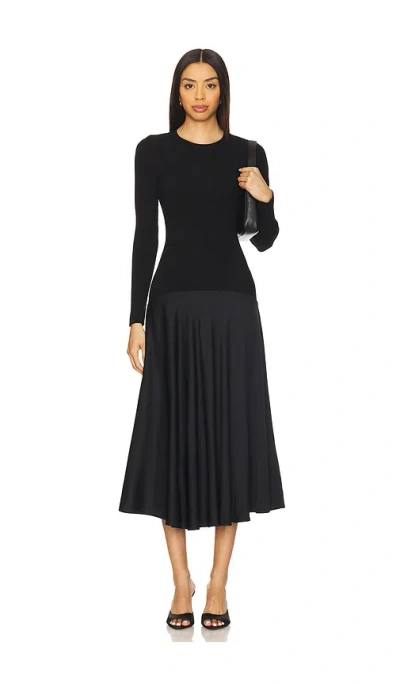 Veronica Beard Vaughn Long-sleeve Drop-waist Dress In Black
