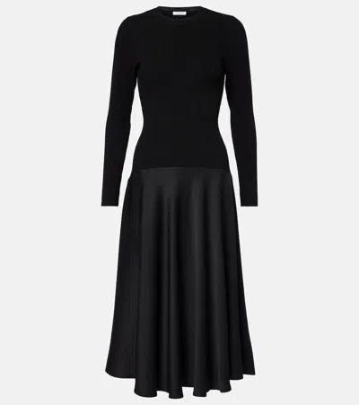 VERONICA BEARD VAUGHN SATIN-TRIMMED MIDI DRESS