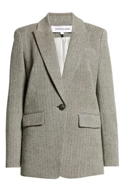 Veronica Beard Vega Herringbone Tweed Virgin Wool Dickey Jacket In Black/white