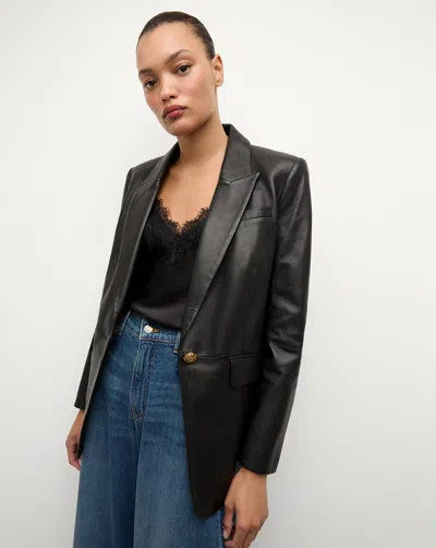 Veronica Beard Vega Leather Dickey Jacket In Black