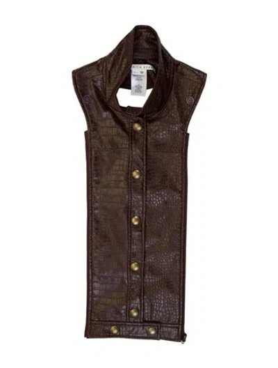 Pre-owned Veronica Beard Vegetarian Leather Dickey In Brown