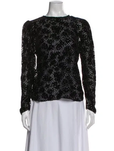 Pre-owned Veronica Beard Velvet Floral Print Blouse In Black