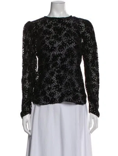 Pre-owned Veronica Beard Velvet Floral Print Blouse In Black
