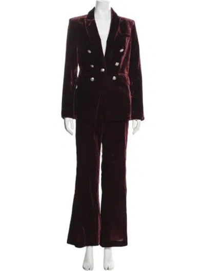 Pre-owned Veronica Beard Velvet Pantsuit In Burgundy