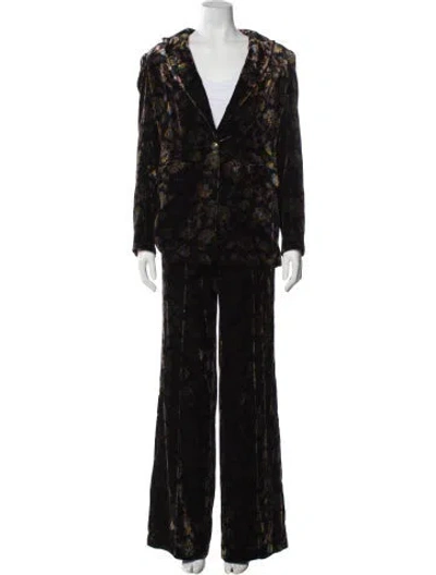 Pre-owned Veronica Beard Velvet Printed Pantsuit In Black