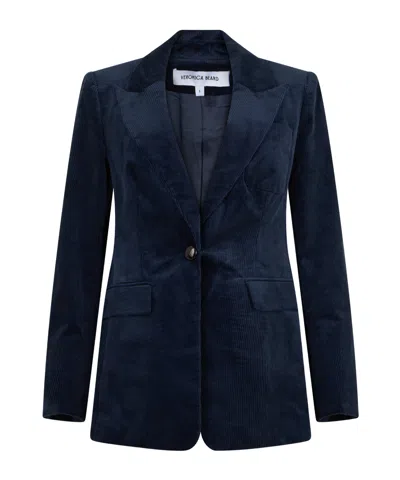 Veronica Beard Velvet Single-breasted Blazer In Blue