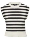 Veronica Beard Vera Striped Cotton Vest In White