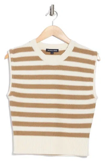 Veronica Beard Vera Stripe Sleeveless Cotton Sweater In White