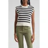 Veronica Beard Vera Striped Cotton Vest In Off White/black