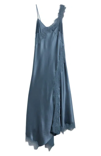 Veronica Beard Vernon Satin & Lace Slipdress In Blue