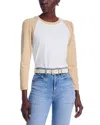Veronica Beard Mason Two-tone Slub Pima Cotton-jersey Top In White Stone Khaki