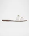 Veronica Beard Via Leather Flat Slide Sandals In Coconut