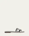 Veronica Beard Via Metallic Flat Slide Sandals In Multi