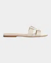 Veronica Beard Via Patent Leather Flat Slide Sandals In Multi