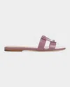 Veronica Beard Via Patent Leather Flat Slide Sandals In Purple